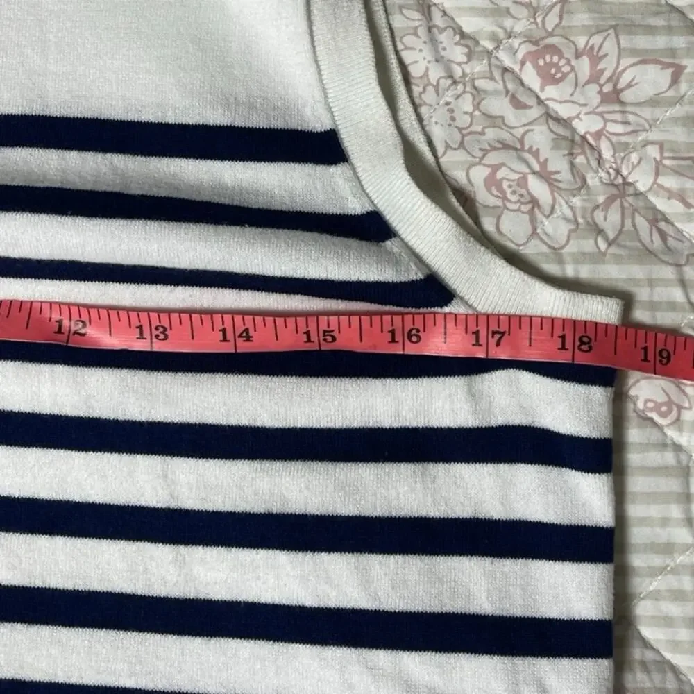 J.Crew Women’s Large Striped Sweater Classic Shell White Navy Coastal Nautical